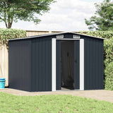 Garden Storage Shed Anthracite Steel 257x205x178 cm - Front View