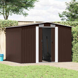 Garden Storage Shed Brown 257x205x178 cm Steel - Front View