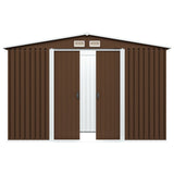 Garden Storage Shed Brown 257x205x178 cm Steel - Side View