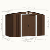 Garden Storage Shed Brown 257x205x178 cm Steel - Low Angle