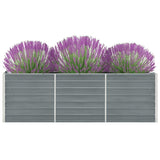 Garden Raised Bed Galvanised Steel 240x40x77 cm Grey - Front View