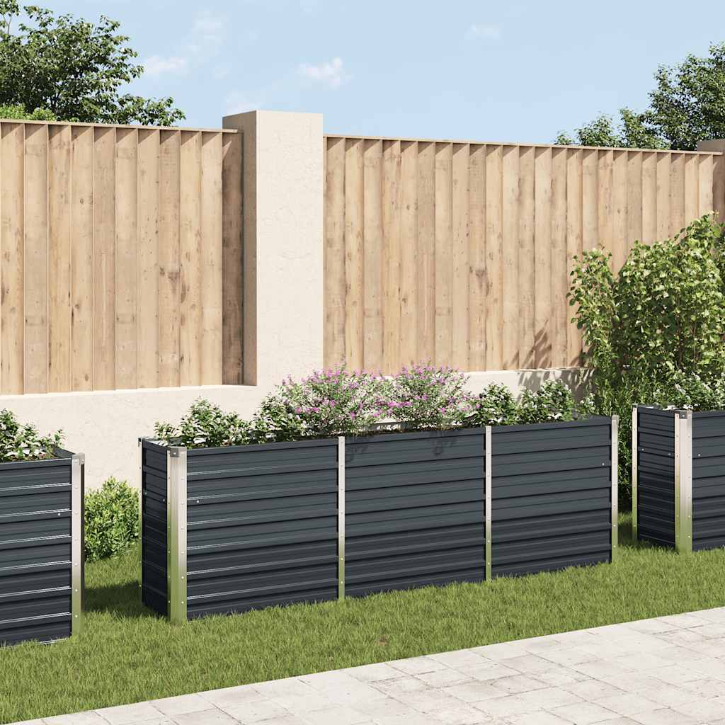 Garden Raised Bed Galvanised Steel 240x40x77 cm Anthracite