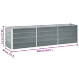Garden Raised Bed Galvanised Steel 240x40x45 cm Grey