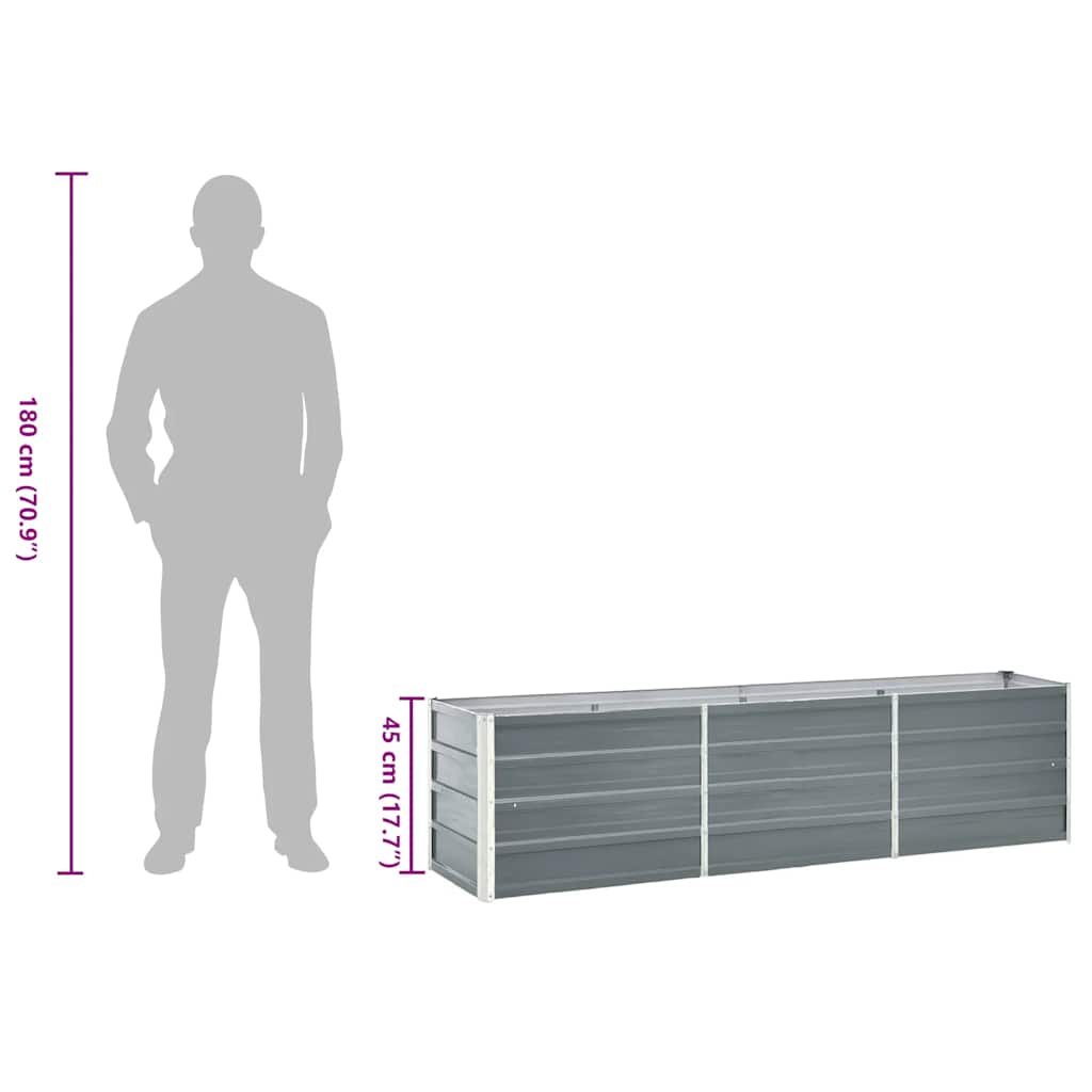 Garden Raised Bed Galvanised Steel 240x40x45 cm Grey