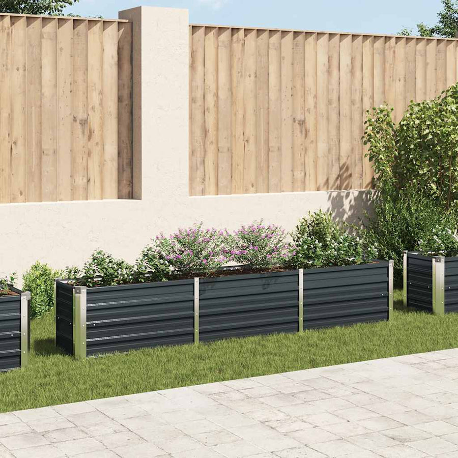 Garden Raised Bed Galvanised Steel 240x40x45 cm Anthracite