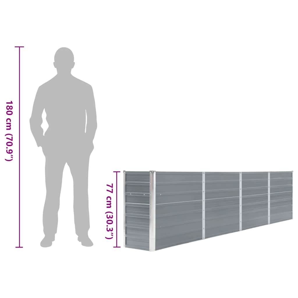 Raised Garden Bed 320x40x77 cm Galvanised Steel Grey