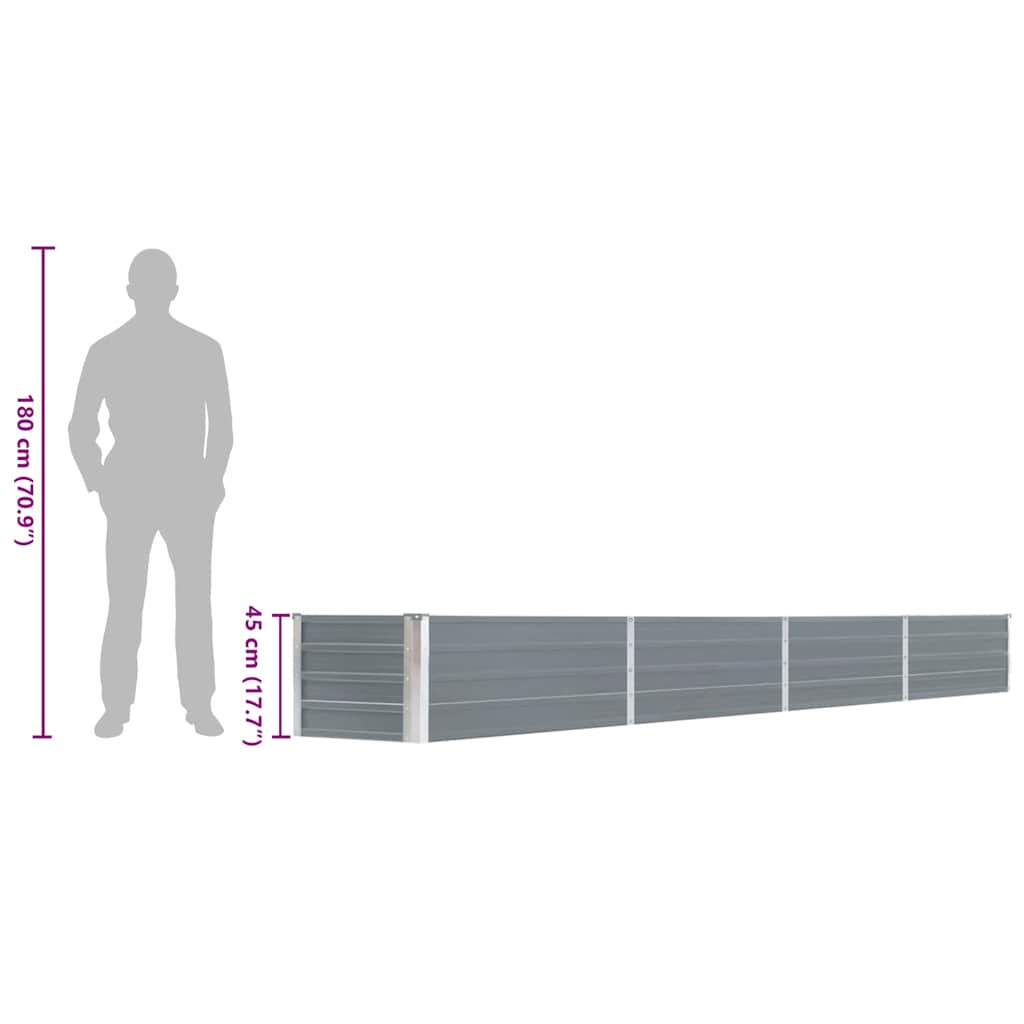 Garden Raised Bed Galvanised Steel 320x40x45 cm Grey