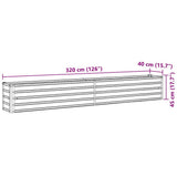 Garden Raised Bed Galvanised Steel 320x40x45 cm Brown - Low Angle