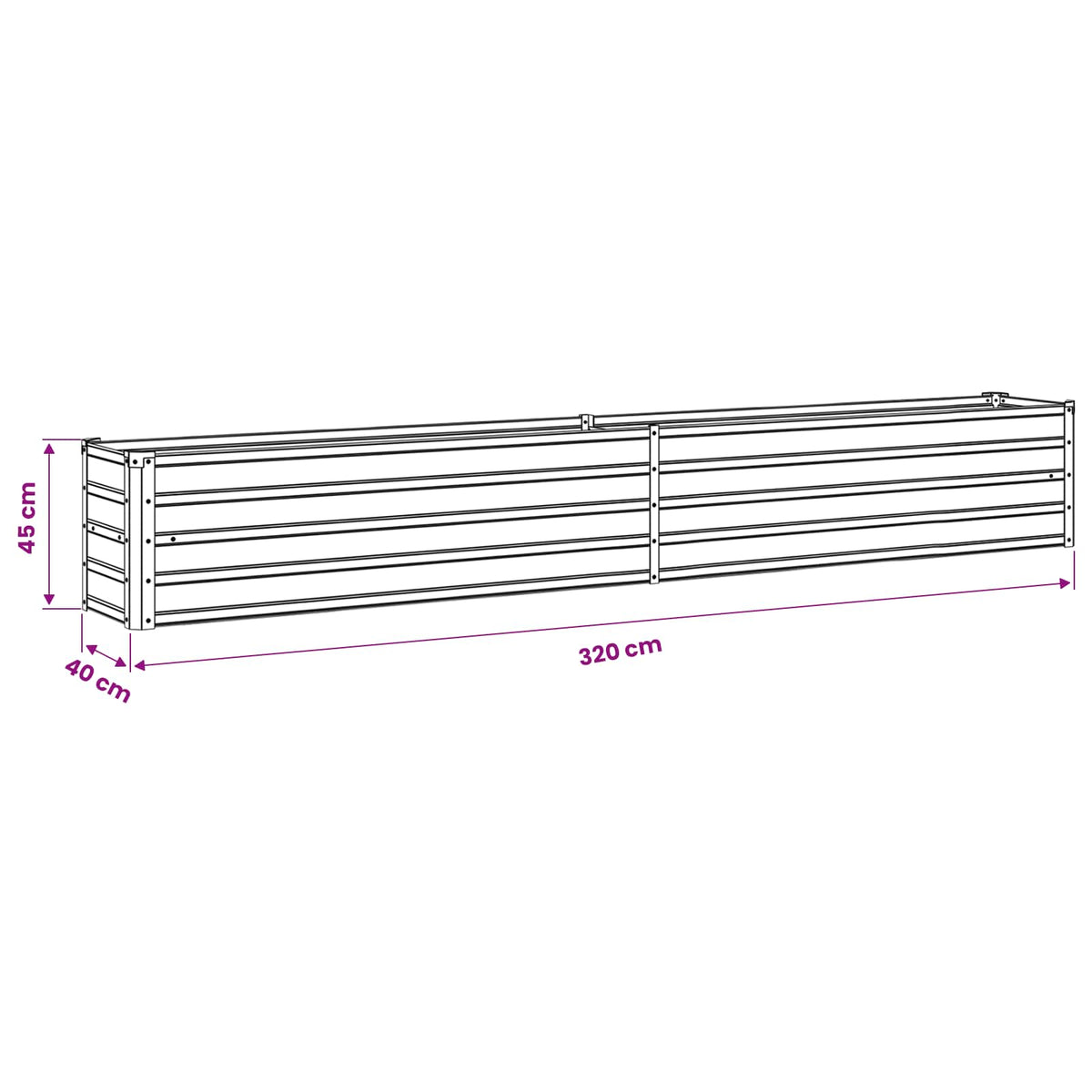 Garden Raised Bed Galvanised Steel 320x40x45 cm Anthracite