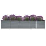 Garden Raised Bed Galvanised Steel 400x80x45 cm Grey - Front View