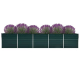 Garden Raised Bed Galvanised Steel 400x80x45 cm Green - Front View