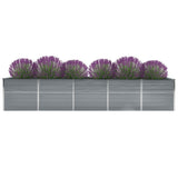 Garden Raised Bed Galvanised Steel 400x80x77 cm Grey - Front View