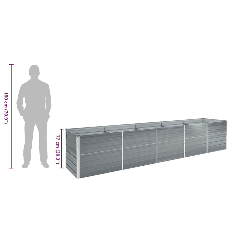 Garden Raised Bed Galvanised Steel 400x80x77 cm Grey