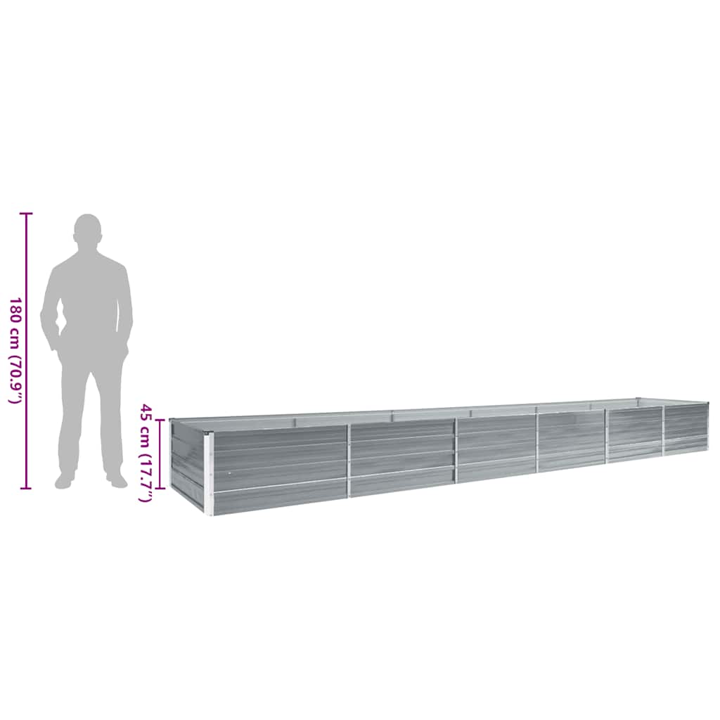 Garden Raised Bed Galvanised Steel 480x80x45 cm Grey