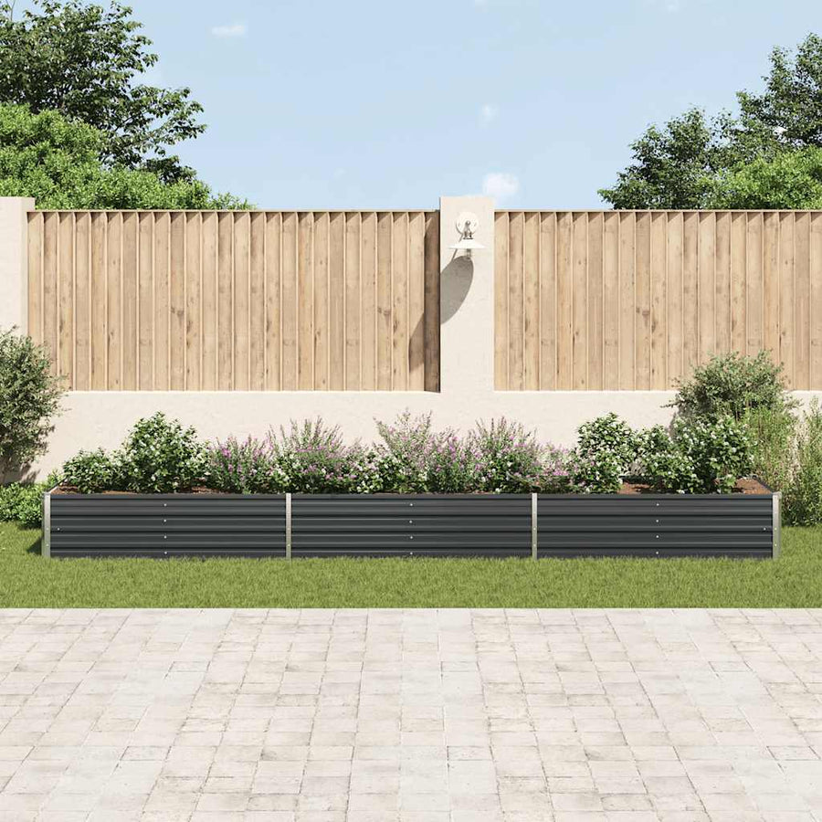 Garden Raised Bed Galvanised Steel 480x80x45 cm Anthracite