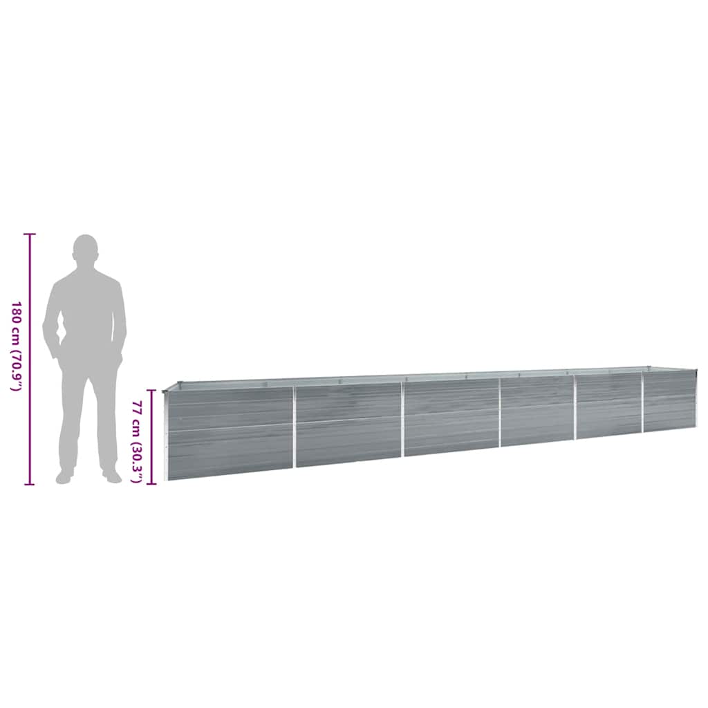 Garden Raised Bed Galvanised Steel 600x80x77 cm Grey