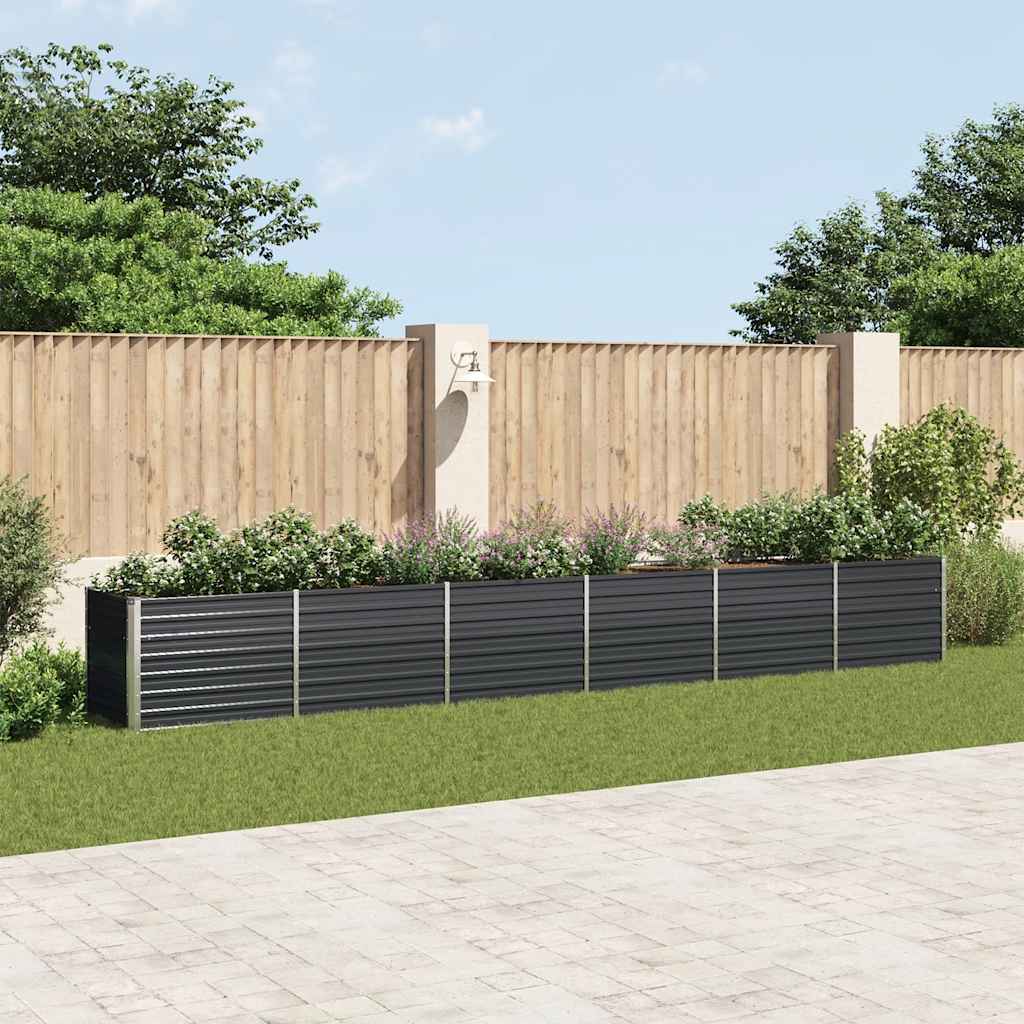 Garden Raised Bed Galvanised Steel 600x80x77 cm Anthracite