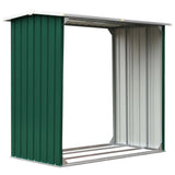Log Storage Shed Galvanised Steel 172x91x154 cm Green