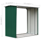 Log Storage Shed Galvanised Steel 172x91x154 cm Green