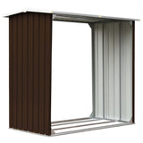 Log Storage Shed Galvanised Steel 172x91x154 cm Brown - Front View