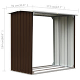 Log Storage Shed Galvanised Steel 172x91x154 cm Brown - Rear View