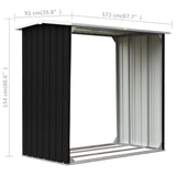 Log Storage Shed Galvanised Steel 172x91x154 cm Anthracite - Rear View