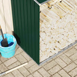 Garden Log Storage Shed Galvanised Steel 330x84x152 cm Green - Top-Down View