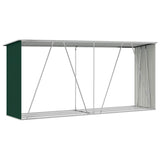 Garden Log Storage Shed Galvanised Steel 330x84x152 cm Green