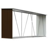 Garden Log Storage Shed Galvanised Steel 330x84x152 cm Brown
