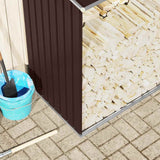 Garden Log Storage Shed Galvanised Steel 330x84x152 cm Brown - Top-Down View