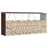 Garden Log Storage Shed Galvanised Steel 330x84x152 cm Brown - 45-Degree Angle