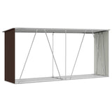 Garden Log Storage Shed Galvanised Steel 330x84x152 cm Brown - Low Angle