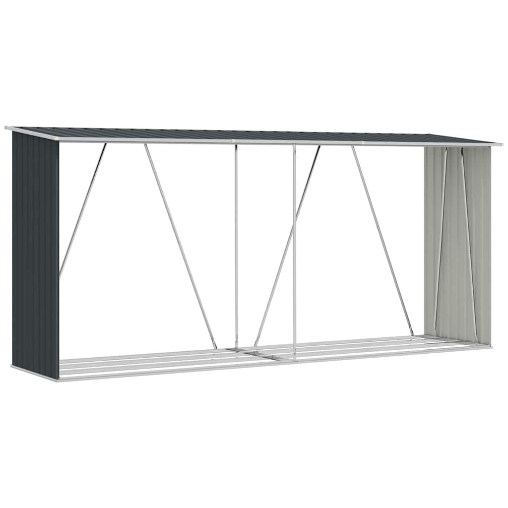 Garden Log Storage Shed Galvanised Steel 330x84x152 cm Anthracite