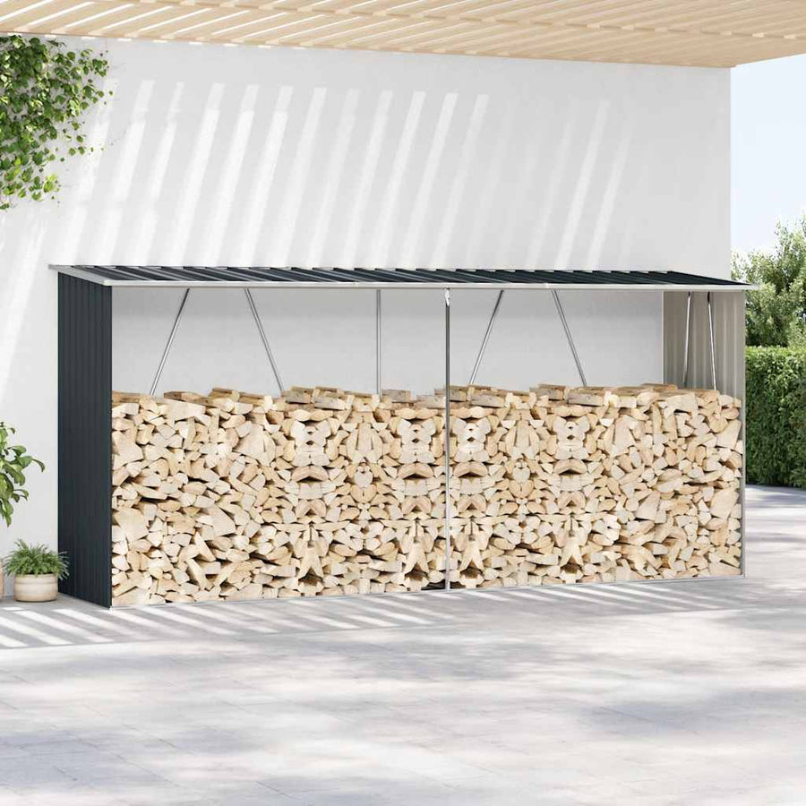 Garden Log Storage Shed 330x84x152 cm Anthracite