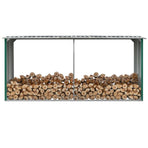 Garden Log Storage Shed Galvanised Steel 330x92x153 cm Green