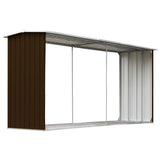 Garden Log Storage Shed Galvanised Steel 330x92x153 cm Brown - Front View