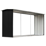 Garden Log Storage Shed Galvanised Steel 330x92x153 cm Anthracite - Front View