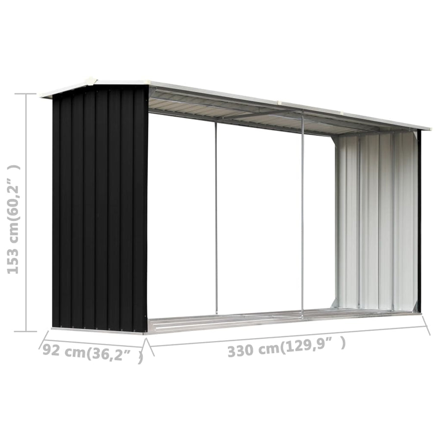 Garden Log Storage Shed 330x92x153 cm Anthracite