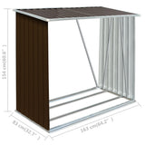 Garden Log Storage Shed Galvanised Steel 163x83x154 cm Brown - Close-Up Angle