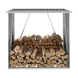 Garden Log Storage Shed Galvanised Steel 163x83x154 cm Brown