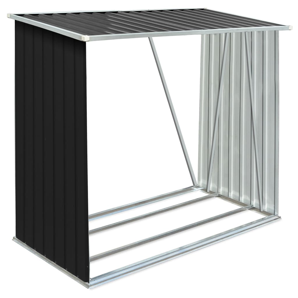 Garden Log Storage Shed Galvanised Steel 163x83x154 cm Anthracite