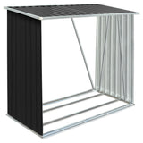 Garden Log Storage Shed Galvanised Steel 163x83x154 cm Anthracite