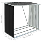 Garden Log Storage Shed Galvanised Steel 163x83x154 cm Anthracite - Close-Up Angle