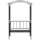 Garden Arch with Bench Black 128x50x207 cm Iron