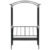 Garden Arch with Bench Black 128x50x207 cm Iron - Front View