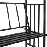 Garden Arch with Bench Black 128x50x207 cm Iron