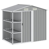 Garden Shed with Rack Grey 205x130x183 cm Iron - Front View