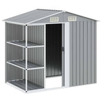 Garden Shed with Rack Grey 205x130x183 cm Iron