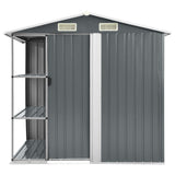 Garden Shed with Rack Grey 205x130x183 cm Iron - Side View
