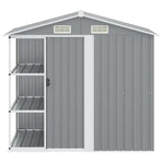 Garden Shed with Rack Grey 205x130x183 cm Iron